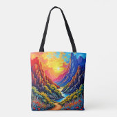 Sunset Canyon River Kunst Tote Bag (Achterkant)
