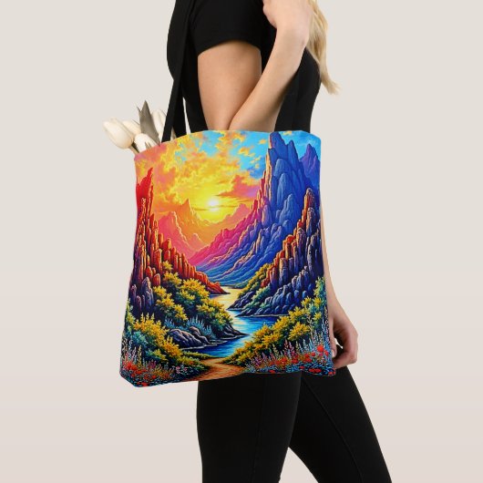 Sunset Canyon River Kunst Tote Bag (Dichtbij)