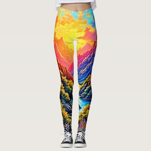  Sunset Canyon Rivier Kunst Leggings (Voorkant)