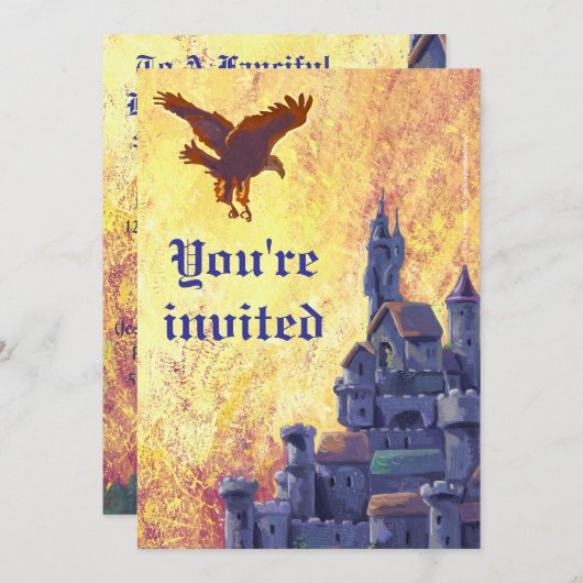 Sunset Castle Party nodigt uit Kaart (Voorkant / Achterkant)