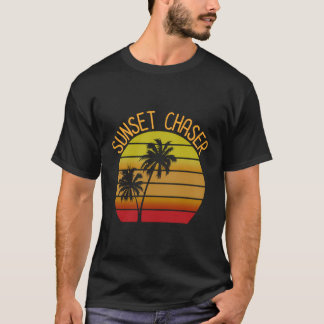 Sunset Chaser Beach Vakantie Palmboom Zand en Zu T-shirt