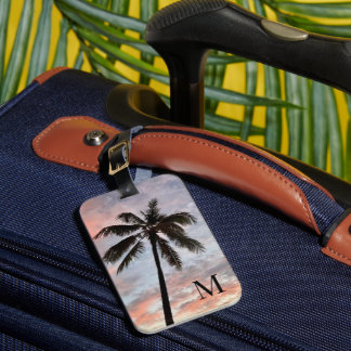 Sunset Chic Palm Tree Bagagelabel