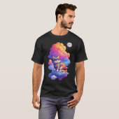 Sunset Chill Cat met Zonnebril Swag Cat Retro T-shirt (Voorkant volledig)