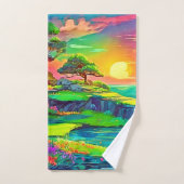 Sunset Cliff Paradise Art Bad Handdoek (Handdoek)