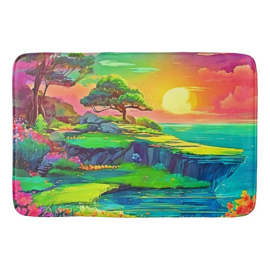 Sunset Cliff Paradise Art Badmat (Voorkant)