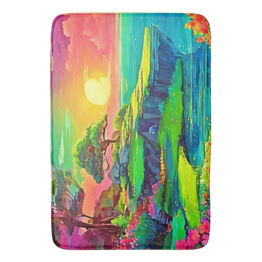 Sunset Cliff Paradise Art Badmat (Voorkant Verticaal)