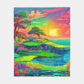 Sunset Cliff Paradise Art Fleece Deken (Voorkant)