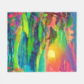 Sunset Cliff Paradise Art Fleece Deken (Voorkant (Horizontaal))