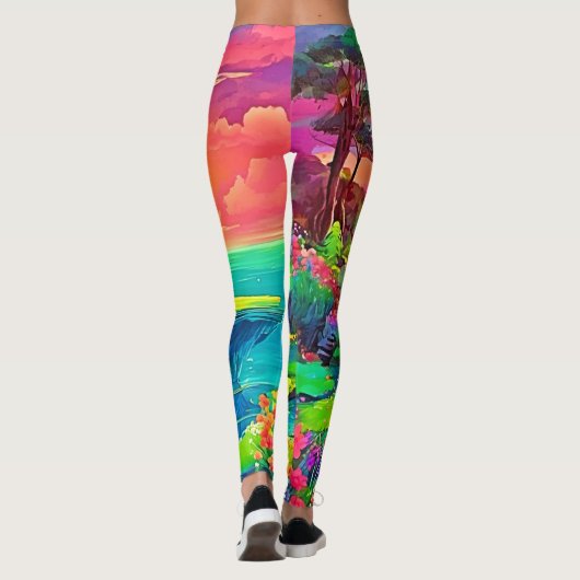 Sunset Cliff Paradise Art Leggings (Achterkant)