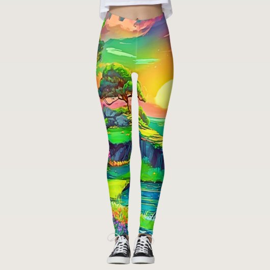 Sunset Cliff Paradise Art Leggings (Voorkant)