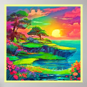 Sunset Cliff Paradise Art Poster (Voorkant)