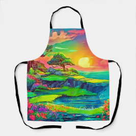 Sunset Cliff Paradise Art Schort