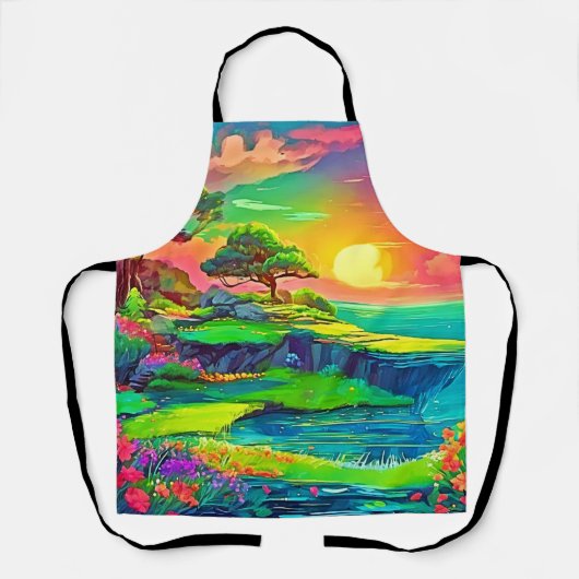 Sunset Cliff Paradise Art Schort (Voorkant)