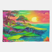 Sunset Cliff Paradise Art Theedoek (Horizontaal)