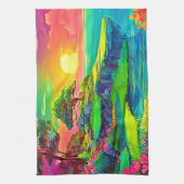 Sunset Cliff Paradise Art Theedoek (Verticaal)