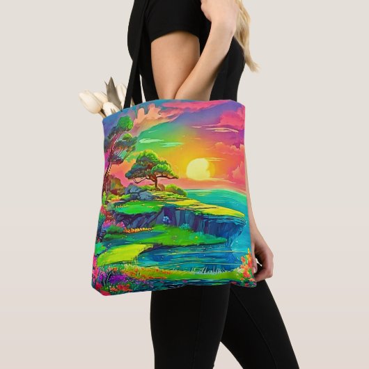 Sunset Cliff Paradise Art Tote Bag (Dichtbij)