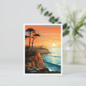 Sunset Cliffs California Reisillustratie Briefkaart (Staand voorkant)