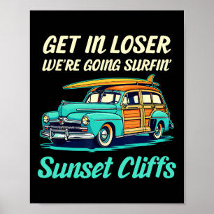 Sunset Cliffs Californië Surf Meisje Vrouwen Manne Poster