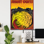 SUNSET CLIFFS SAN DIEGO CALIFORNIA SURFING POSTER (Thuiskantoor)