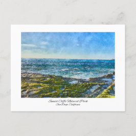 Sunset Cliffs San Diego, Californië Waterverf Briefkaart