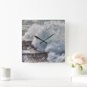 Sunset Cliffs Splash van Storm Waves Vierkante Klok (Huis)