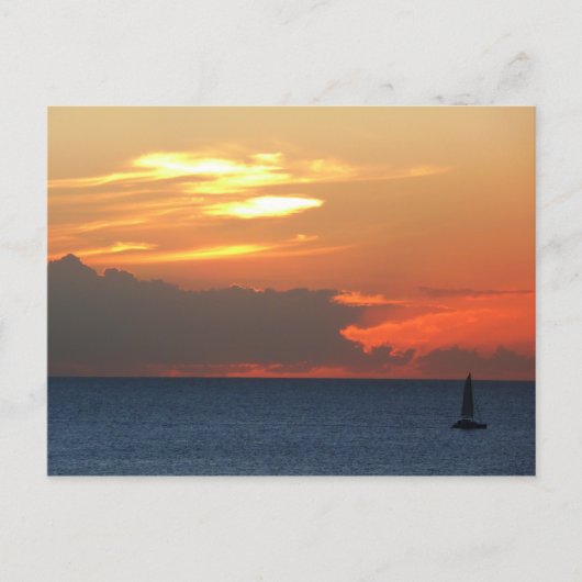 Sunset Clouds and Sailboat Seascape Briefkaart (Voorkant)