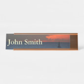 Sunset Clouds and Sailboat Seascape Bureau Naambordje (Voorkant)