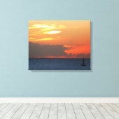 Sunset Clouds and Sailboat Seascape Canvas Afdruk (Insitu (Houten vloer))