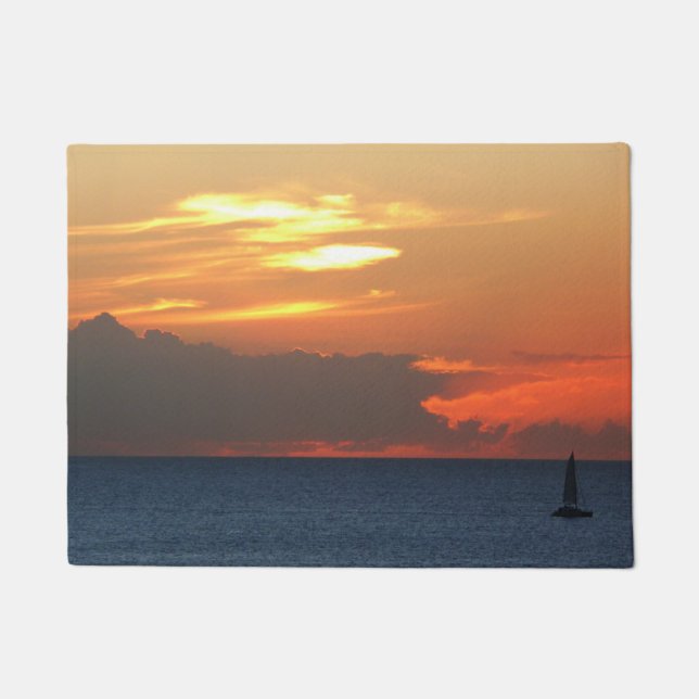 Sunset Clouds and Sailboat Seascape Deurmat (Voorkant)