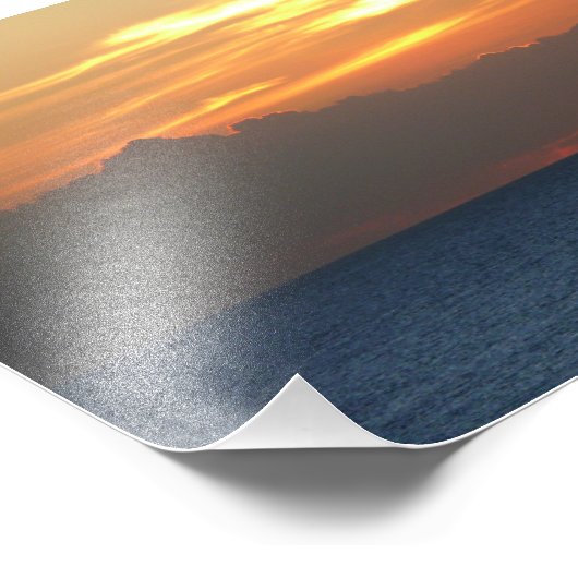 Sunset Clouds and Sailboat Seascape Foto Afdruk (Hoek)