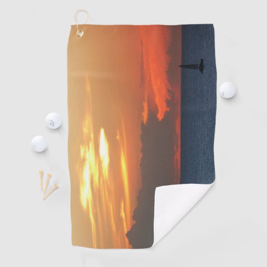 Sunset Clouds and Sailboat Seascape Golfhanddoek (Insitu)