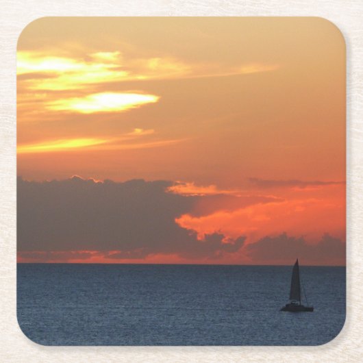 Sunset Clouds and Sailboat Seascape Kartonnen Onderzetters (Voorkant)