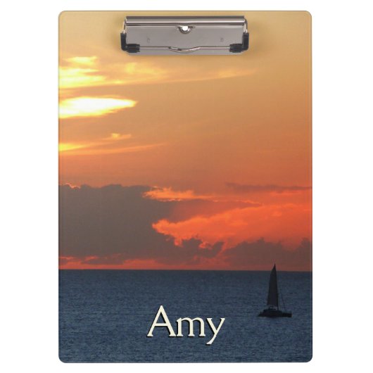 Sunset Clouds and Sailboat Seascape Klembord (Voorkant)