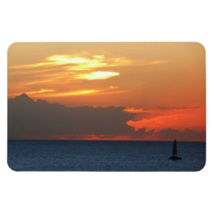 Sunset Clouds and Sailboat Seascape Magneet