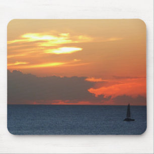 Sunset Clouds and Sailboat Seascape Muismat