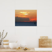 Sunset Clouds and Sailboat Seascape Poster (Keuken)