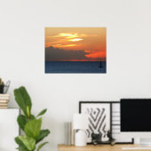 Sunset Clouds and Sailboat Seascape Poster (Thuiskantoor)