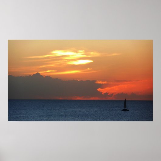 Sunset Clouds and Sailboat Seascape Poster (Voorkant)