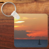 Sunset Clouds and Sailboat Seascape Sleutelhanger (Voorkant)