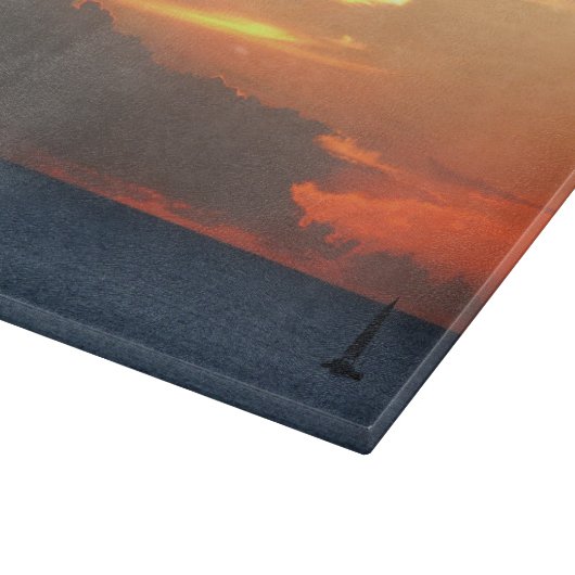 Sunset Clouds and Sailboat Seascape Snijplank (Hoek)