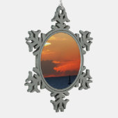 Sunset Clouds and Sailboat Seascape Tin Sneeuwvlok Ornament (Links)