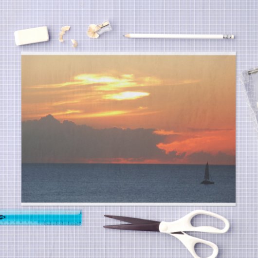 Sunset Clouds and Sailboat Seascape Tissuepapier (Craft)