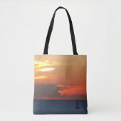 Sunset Clouds and Sailboat Seascape Tote Bag (Voorkant)