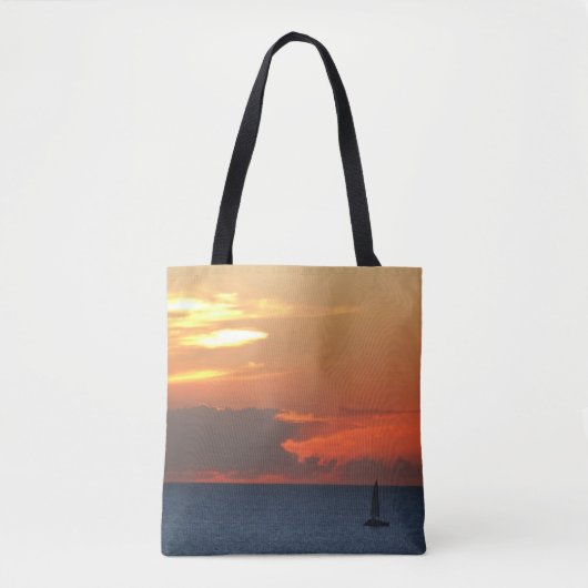 Sunset Clouds and Sailboat Seascape Tote Bag (Voorkant)