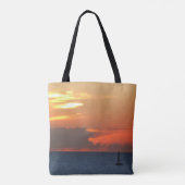Sunset Clouds and Sailboat Seascape Tote Bag (Achterkant)