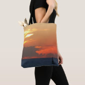 Sunset Clouds and Sailboat Seascape Tote Bag (Dichtbij)