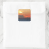 Sunset Clouds and Sailboat Seascape Vierkante Sticker (Tas)