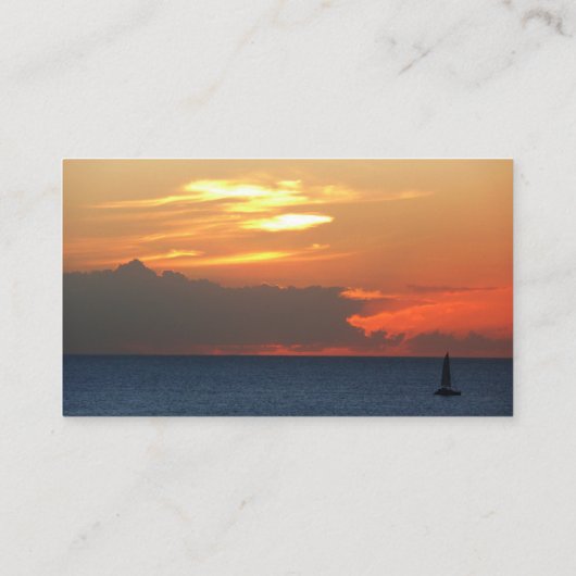 Sunset Clouds and Sailboat Seascape Visitekaartje (Achterkant)