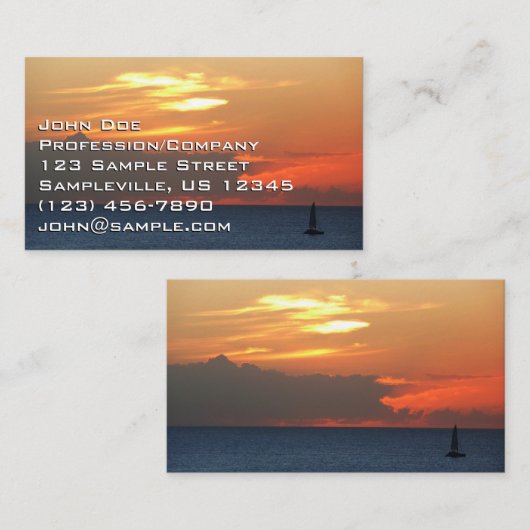 Sunset Clouds and Sailboat Seascape Visitekaartje (Voorkant / Achterkant)