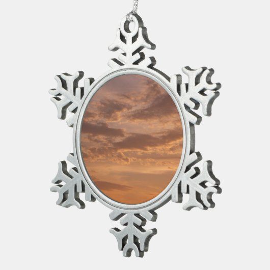 Sunset Clouds II Pastel Abstracte Natuur Tin Sneeuwvlok Ornament (Rechts)